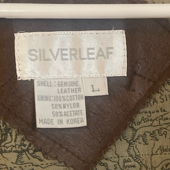 Silver Leaf Brown Leather Jacket - Picture 4 of 7